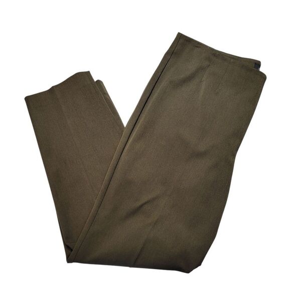 Talbots Dark Oakmoss Green Flat Front Trousers Pants Women's Plus Size 16 - Picture 2 of 13